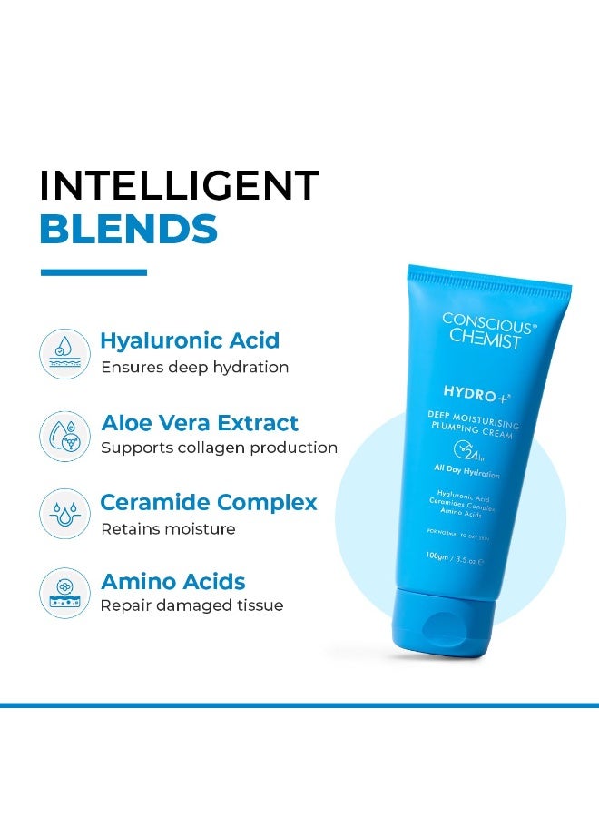 Conscious Chemist Hyaluronic Acid Moisturizer | 100g | Moisturizer for Dry Skin Face, Ceramide Moisturizer, Face Cream for Men & Women, Treat Dull, Dehydrated Skin, For Normal to Dry Skin - Hydro+ - Image 4